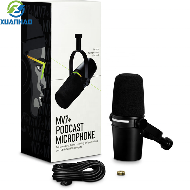 Advanced MV7+ Cardioid Dynamic Wired Mic, Built-In Pop Filter Clear Vocal, Compact Design for Professional Voice-Over