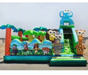 Outdoor kids games commercial bounce house bouncing castles combo jumping inflatable safari playground