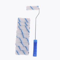 Chine Fabrication 4 pouces Polyester haute densité mur peinture rouleau brosse ensemble bleu bande longue poignée en plastique