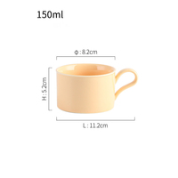 Tasse à café en céramique de 150 ml (5 oz), petite tasse à cappuccino, mug plat blanc, tasse à thé colorée émaillée pour café, restaurant, maison