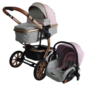Poussette pour bébé fille avec siège auto, prix abordable, housse réversible et chaude pour les pieds, cadre léger, fabriquée en Chine - Product Image 1