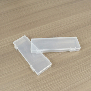 Rectangular Plastic Storage Box Transparent Flip Top 17.2x5.7x1.7cm For Jewelry And Stationery Organizing - Product Image 1