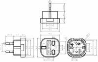 Adaptateur de prise de type G britannique vers type C européen en cuivre 10A250VAC