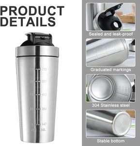 Custom Logo Modern Stainless Steel Vacuum Insulated Protein <b>Shaker</b> <b>Bottle</b> with Hand Grip and <b>Shaker</b> Ball for Gym Use - Product Image 3
