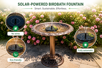 Fontaine de jardin Art Déco solaire pour oiseaux, sur piédestal en bronze antique, résistante aux intempéries, écologique, en résine résistante à la rouille