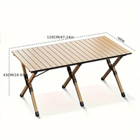 Table pliante Duffy moderne en aluminium et bois pour l'extérieur, couleurs personnalisables, facile à transporter, pour camping, repas, hôtels, pique-niques