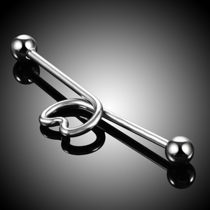 Barre en acier chirurgical 316L en forme <span class=keywords><strong>de</strong></span> zigzag, barre industrielle avec boucle en forme <span class=keywords><strong>de</strong></span> cœur, <span class=keywords><strong>piercing</strong></span> industriel, <span class=keywords><strong>piercing</strong></span> d'<span class=keywords><strong>oreille</strong></span>, bijoux <span class=keywords><strong>de</strong></span> corps avec CZ - Product Image 4