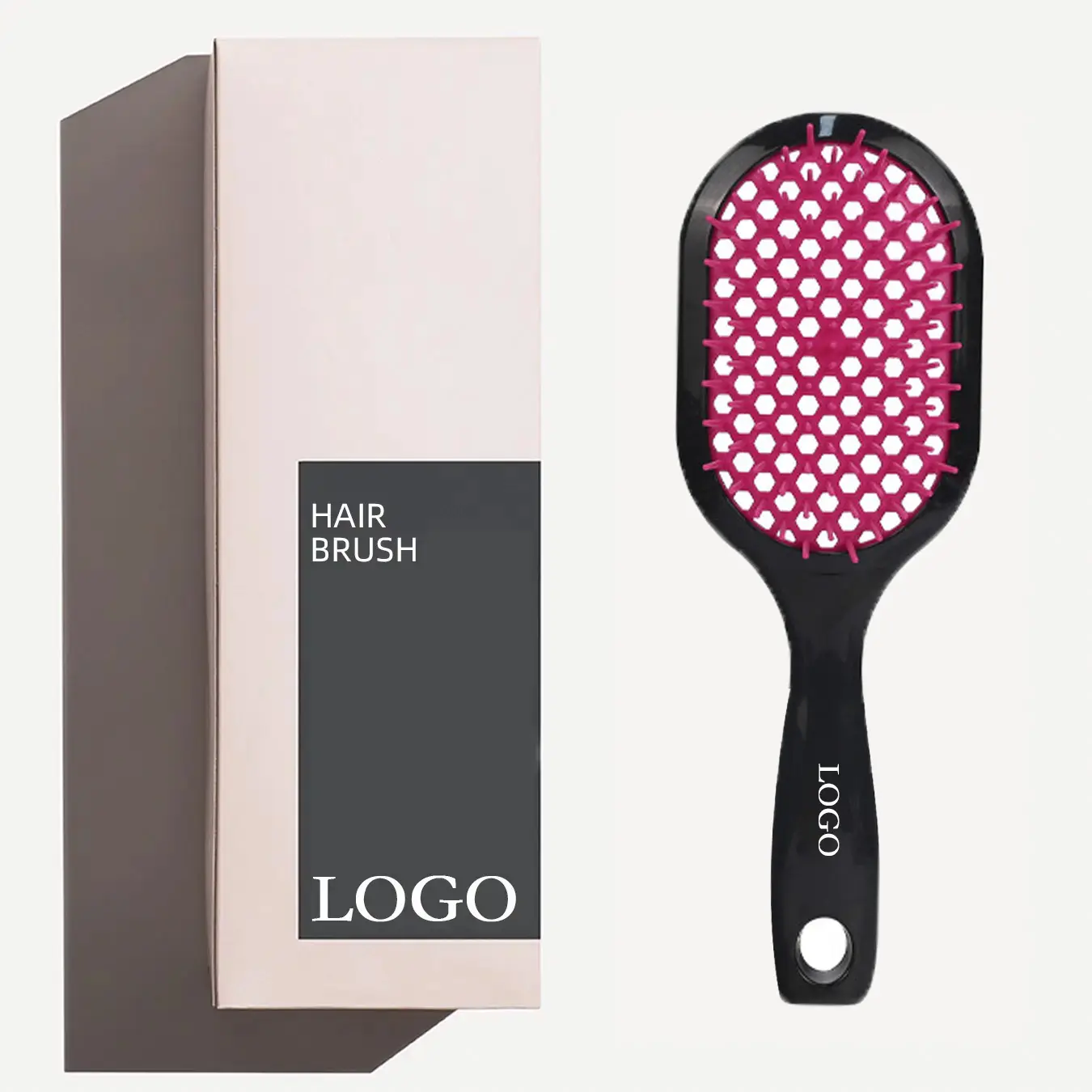 Kunden spezifische kleine Paddel quadratische schwarze Salon Vent Feature Kunststoff griff Magic Hair Brush