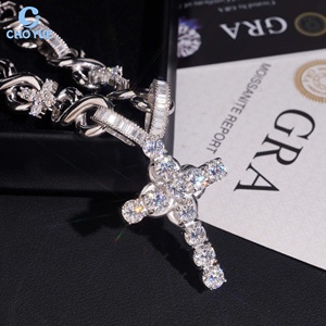 925 Silver Moissanite Cross Pendant Necklace Rhodium Plated <b>Iced</b> <b>Out</b> Hip Hop VVS Moissanite <b>Chain</b> Luxury Unisex Everyday Wear - Product Image 3