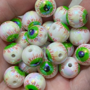 Perles œil de bœuf colorées en acrylique de 16 mm, perles œil électroplaquées UV, accessoires de bijoux pour stylos à perles faits main DIY - Product Image 5