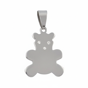 Ciondolo e Charm a Forma di Orso in Acciaio con Diamanti - Product Image 2