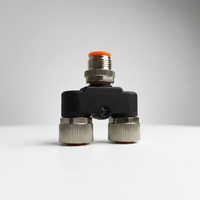 Connecteurs de capteur M12 IP67 étanches 4A 60V en nylon, type Y à trois voies, code A, 4 broches