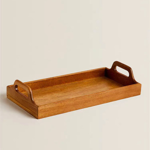 Rectangular Solid Wood <b>Tray</b> Walnut Wood With Handle Household Serving <b>Tray</b> For <b>Tea</b> And Fruit - Product Image 1