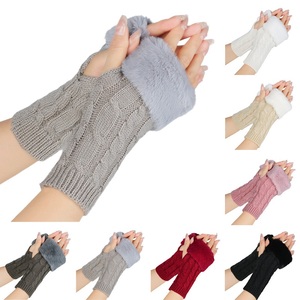Automne hiver femmes tricoté demi doigt <span class=keywords><strong>laine</strong></span> <span class=keywords><strong>gants</strong></span> sans doigts bras manches <span class=keywords><strong>gants</strong></span> chauds - Product Image 3