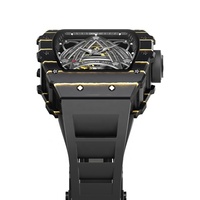 Montre mécanique automatique à tourbillon pour homme, design personnalisé OEM, marque privée, style fibre de carbone, squelette,