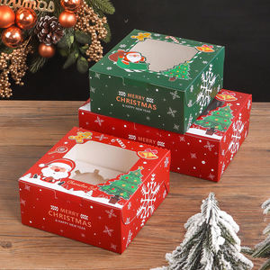 Özel baskılı kırmızı beyaz Kraft kağıt ambalaj <span class=keywords><strong>2</strong></span> 4 6 12 delik açık pencere ile noel Cupcake kutuları - Product Image 5