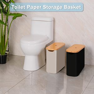 Foldable Toilet Paper <b>Storage</b> <b>Basket</b> <b>for</b> 12 Rolls Waterproof <b>Bathroom</b> Organizer with Bamboo Lid - Product Image 6