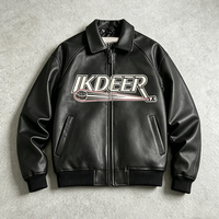 Veste bomber en cuir d'agneau véritable, broderie 3D, graphisme personnalisé, style streetwear vintage pour homme