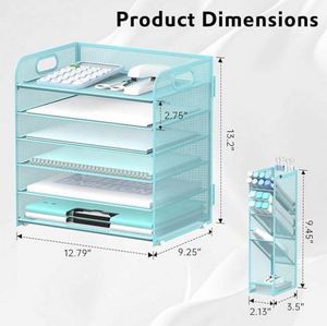 5 Tier Desk <b>Organizer</b> with Handle & Removable Pen Holders Mesh Paper/<b>File</b> <b>Organizer</b> for Desk, Paper Letter Tray <b>Organizer</b> - Product Image 2