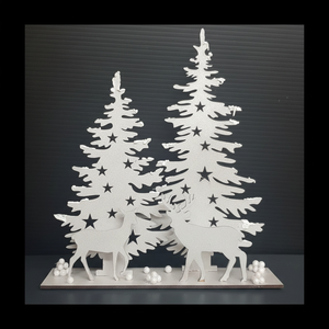 เครื่องเงินแวววาวตกแต่งต้นคริสต์มาสด้วยกวางเรนเดียร์และดาวที่สง่างามวันหยุดกลางสำหรับเทศกาล - Product Image 1