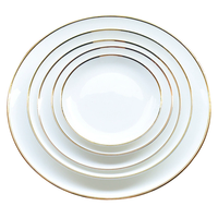 Assiettes Rondes en Porcelaine Fine Blanches et Dorées pour la Restauration, le Buffet et la Maison – Vente en Gros
