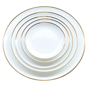 Platos Redondos de Porcelana Blanca y Dorada al por Mayor, Platos para Servir Buffet, Platos de Porcelana para Hoteles, Restaurantes y Uso Doméstico - Product Image 5