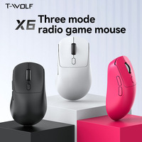 T-WOLF X6 Mouse Gaming Nirkabel Tri Mode Optik 6 Tombol Ergonomis Dapat Diisi Ulang 1000HZ Mouse Nirkabel E-sport untuk PC