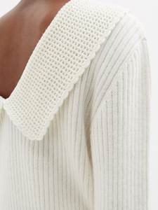 Vsco आकस्मिक महिला स्लिम फिट ठोस ऊन/नायलॉन पल्लोवर स्वेटर धनुष सजावट और नाविक कॉलर के साथ - Product Image 2