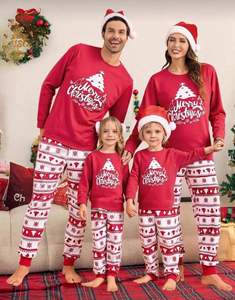 Livraison directe <span class=keywords><strong>en</strong></span> gros coton hiver parent-enfant tenue impression famille noël pyjamas femmes vêtements de nuit pour fête de vacances - Product Image 2