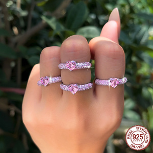 Anillo <span class=keywords><strong>de</strong></span> Eternidad <span class=keywords><strong>de</strong></span> Plata <span class=keywords><strong>de</strong></span> Ley 925 con Forma <span class=keywords><strong>de</strong></span> Corazón y Circonitas Rosas para Mujer, Anillo <span class=keywords><strong>de</strong></span> Compromiso Romántico para Enamorados, Regalo <span class=keywords><strong>de</strong></span> Joyería - Product Image 2