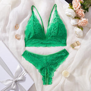 2026 Best Verkochte Groothandel Seksondergoed: Groene Kanten Driehoekige Beker, Comfortabel En Ademend, Open En - Product Image 1