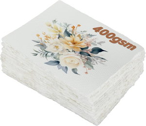 Acuarela hecha a mano 300 GSM borde cubierto blanco papel texturizado de algodón Vintage hecho a mano para invitaciones, escritura, dibujo - Product Image 1