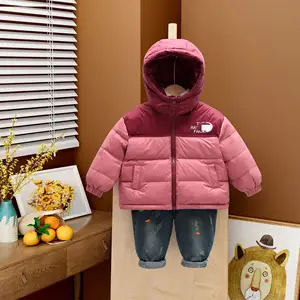 가을과 겨울 두꺼운 따뜻한 어린이 오리 다운 코트 단색 부드러운 패딩 패널 재킷