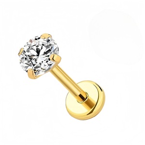 Boucles d'oreilles en acier inoxydable avec clous en zircon, forme cœur et fleur, pour oreille, lèvre, langue, bijoux, cadeau - Product Image 5