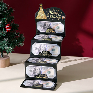 Christmas Money Gift Holder Custom Accordion Cash Gift Box With Multiple Slots Santa Tree Design Gift Packaging Wholesale - Product Image 5