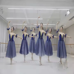 पेशेवर बैले रोमांटिक टुटू लंबी स्कर्ट काले लाल रंग की पोशाक वयस्क बच्चों के बैले प्रदर्शन पोशाक - Product Image 1