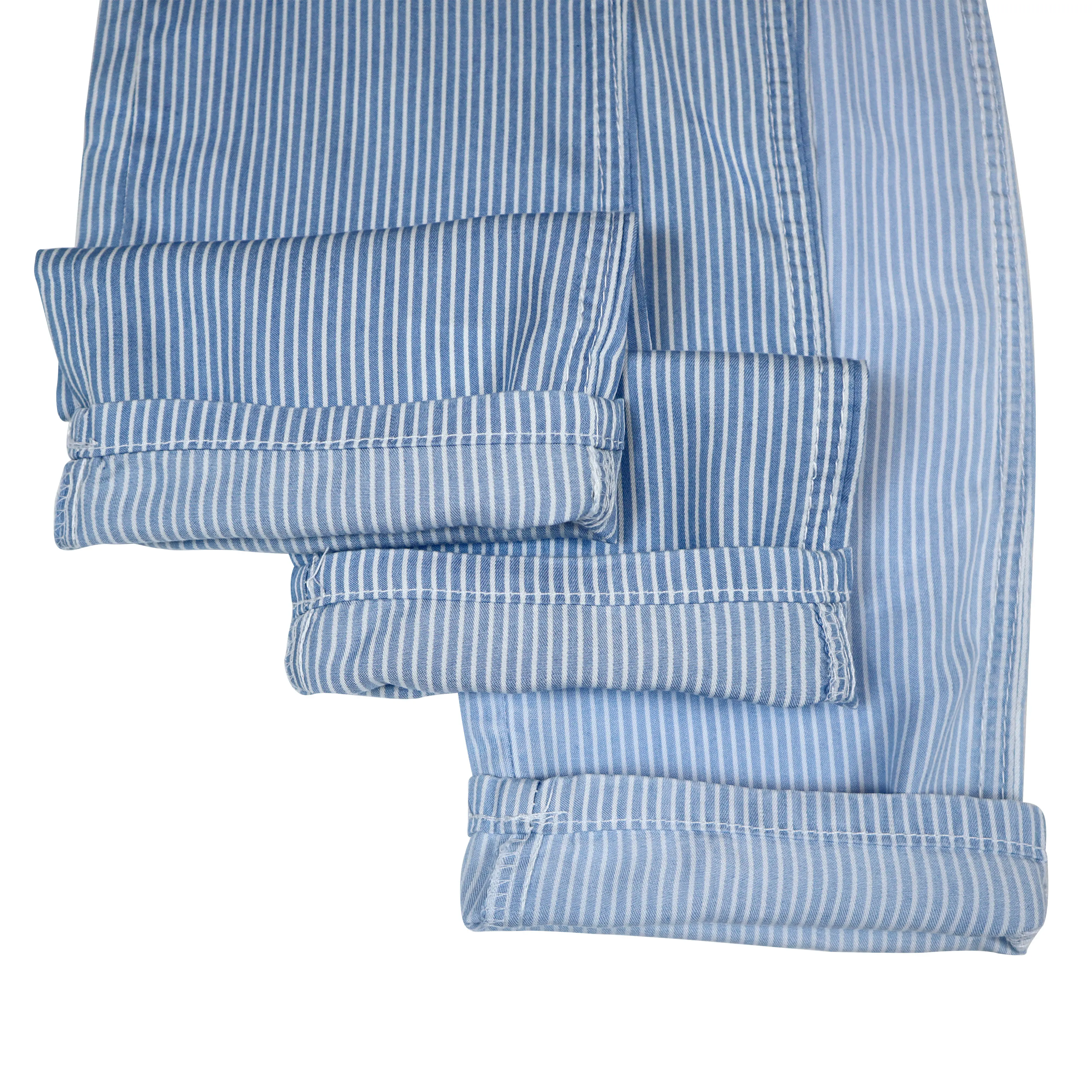 SWSF1230 100 % Tennisel Tc Fabrik Direktverkauf reiner blauer Streifen Denim Stoff Damen Baggy Jeans mit geringem Dehnungsgefühl