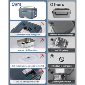 Offre Spéciale <span class=keywords><strong>Amazon</strong></span>, Boîte Repas Chauffante Électrique Portable en Acier Inoxydable, Réchauffe-Plat pour Voiture et Maison, Vente en <span class=keywords><strong>Gros</strong></span> - Product Image 3