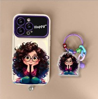 Mode Cheveux Bouclés Fille Caméra Miroir Stand Pendentif TPU Housse de Téléphone Portable pour Iphone 17 X Xr XS 11 12 13 14 15 16 Pro Max
