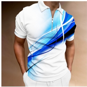 Polo de golf pour homme, coupe ajustée, séchage rapide, manches courtes, performance, évacuation de l'humidité, fermeture éclair - Product Image 1