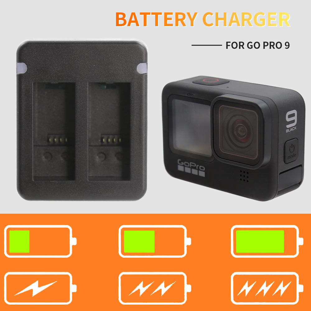 HONGDAK Portable Black Dual Port USB Action Camera for gopro Battery Charger for Hero 12/11/10/ 9/8/7