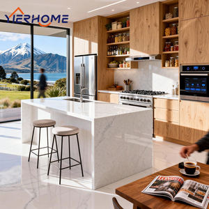 Armoires de cuisine <span class=keywords><strong>en</strong></span> bois de cerisier massif, design modulaire avec garde-manger haut, <span class=keywords><strong>four</strong></span> double intégré, réfrigérateur intégré et îlot de cuisine - Product Image 3