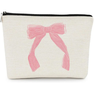 <b>Large</b> Capacity Portable Cosmetic Organizer Pouch for Women Girls <b>Bow</b> Makeup Bag with Zipper Fashionable Travel Storage Accessory - Product Image 4