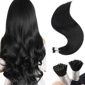 <span class=keywords><strong>Extensiones</strong></span> <span class=keywords><strong>de</strong></span> Cabello Remy Ruso al por Mayor, Doble Trama, Cutícula Alineada, Queratina, Negro Azabache, Punta I, Pre-Adheridas a Máquina - Product Image 1