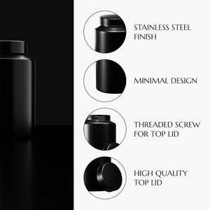 Pot de stockage en plastique noir à large ouverture avec bouchon à vis pour protéines en poudre de fitness et gain musculaire, 1L, 3L, 5L, 7L, 10L, avec tamis - Product Image 4