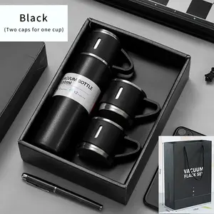 Alta Qualidade 500ml Garrafa Térmica de Aço Inoxidável Tumbler Caneca Negócios Corporativos Hip Café Vacuum Flask Gift Set Com 3 Tampas