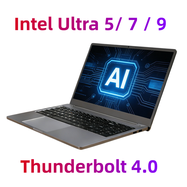 Brand New High Quality 15.6 Inch RAM DDR5 WIFI 6 Intel Ultra 5 7 9 225H 255H 285H windows 11 Pro Thunderbolt Metal AI Laptop