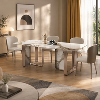 Ensemble de table et chaises de salle à manger modernes, meubles de maison, table de salle à manger en marbre 6 places
