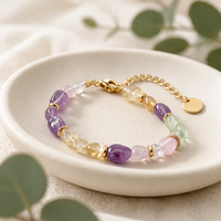 Bracelet en perles naturelles d'améthyste, citrine, quartz rose et préhnite, fait main, en cristaux mélangés, pour femmes, vente en gros