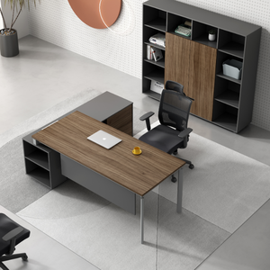 Muebles de oficina modernos Escritorio ejecutivo en forma de L de madera Escritorios de mesa de oficina de lujo de CEO Boss - Product Image 1